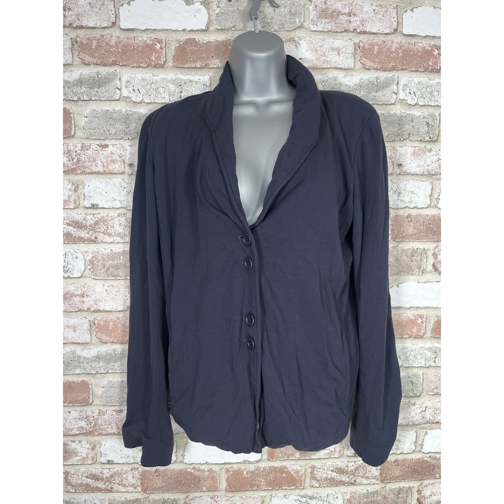 EILEEN FISHER Ponte Knit Career Button Front Blazer Jacket Navy Blue Size S